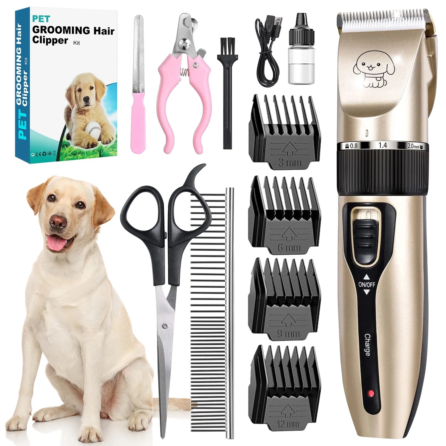 Cordless Dog Grooming Kit, Dog Clippers, Professional Quiet Electric Pets Hair Trimmers