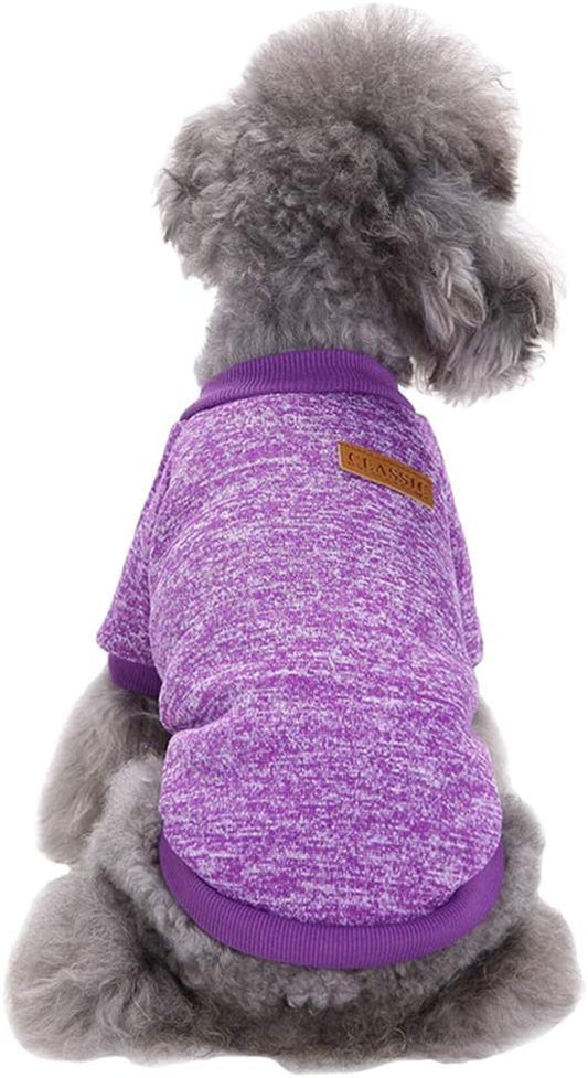 Pet Dog Classic Knitwear Sweater Warm Winter Puppy Pet Coat Soft Sweater Clothing for Small Dogs (XS, Purple)