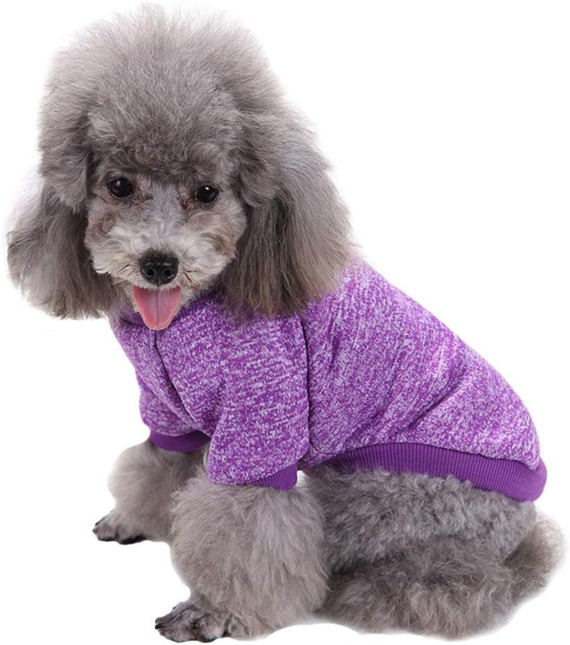 Pet Dog Classic Knitwear Sweater Warm Winter Puppy Pet Coat Soft Sweater Clothing for Small Dogs (XS, Purple)