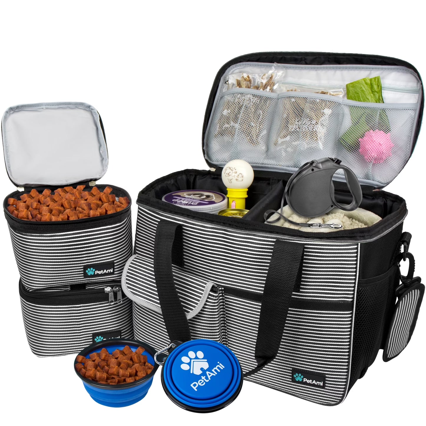 Medium Dog Travel Bag with Food Containers and Bowls, Yellow, 22 L Limit