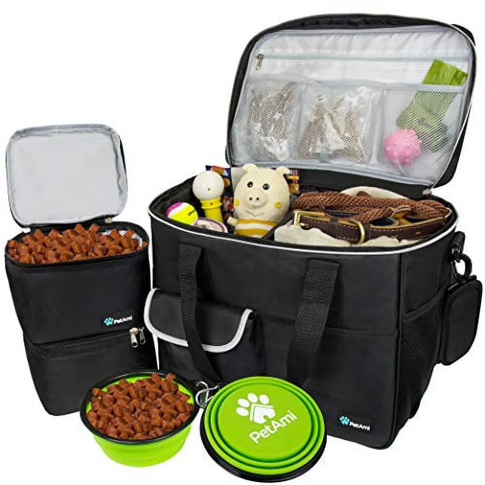 Medium Dog Travel Bag with Food Containers and Bowls, Yellow, 22 L Limit
