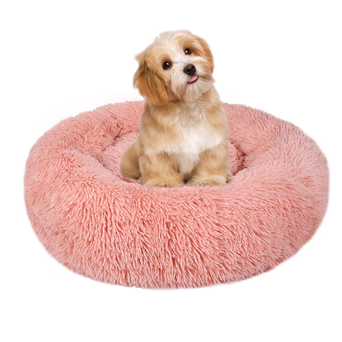 Dog Bed & Cat Bed, Anti-Anxiety Puppy Bed Warming Cozy round Soft Pet Bed, Machine Washable Calming Donut Bed