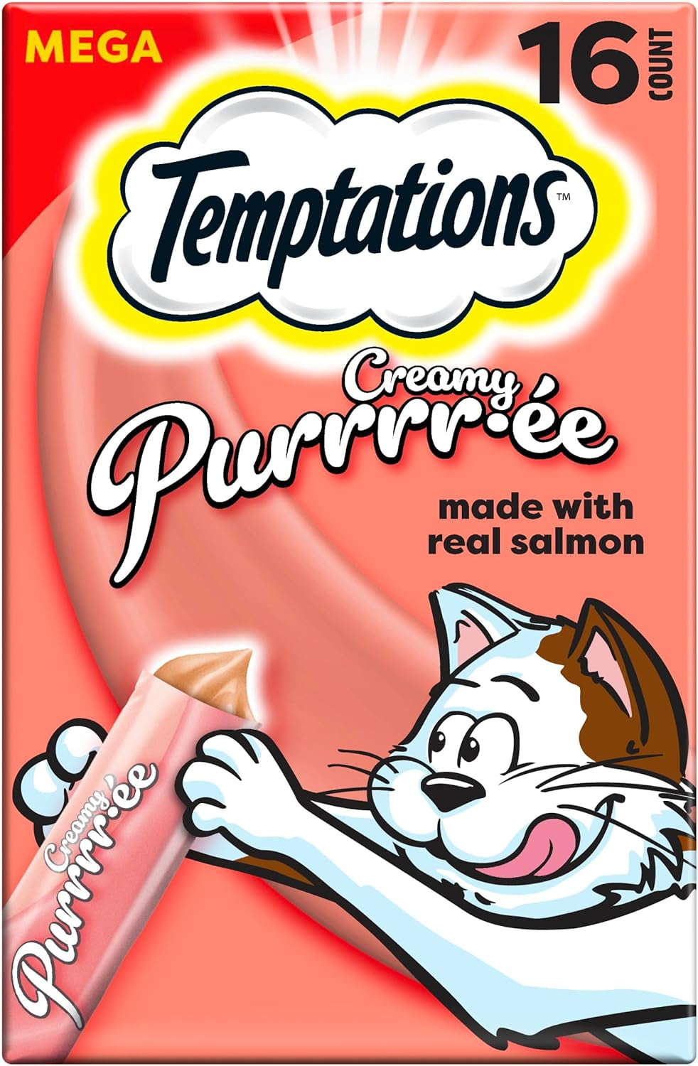 Creamy Puree Squeezable Lickable Wet Cat Treats with Salmon, 0.42 Oz. Tubes, 24 Count