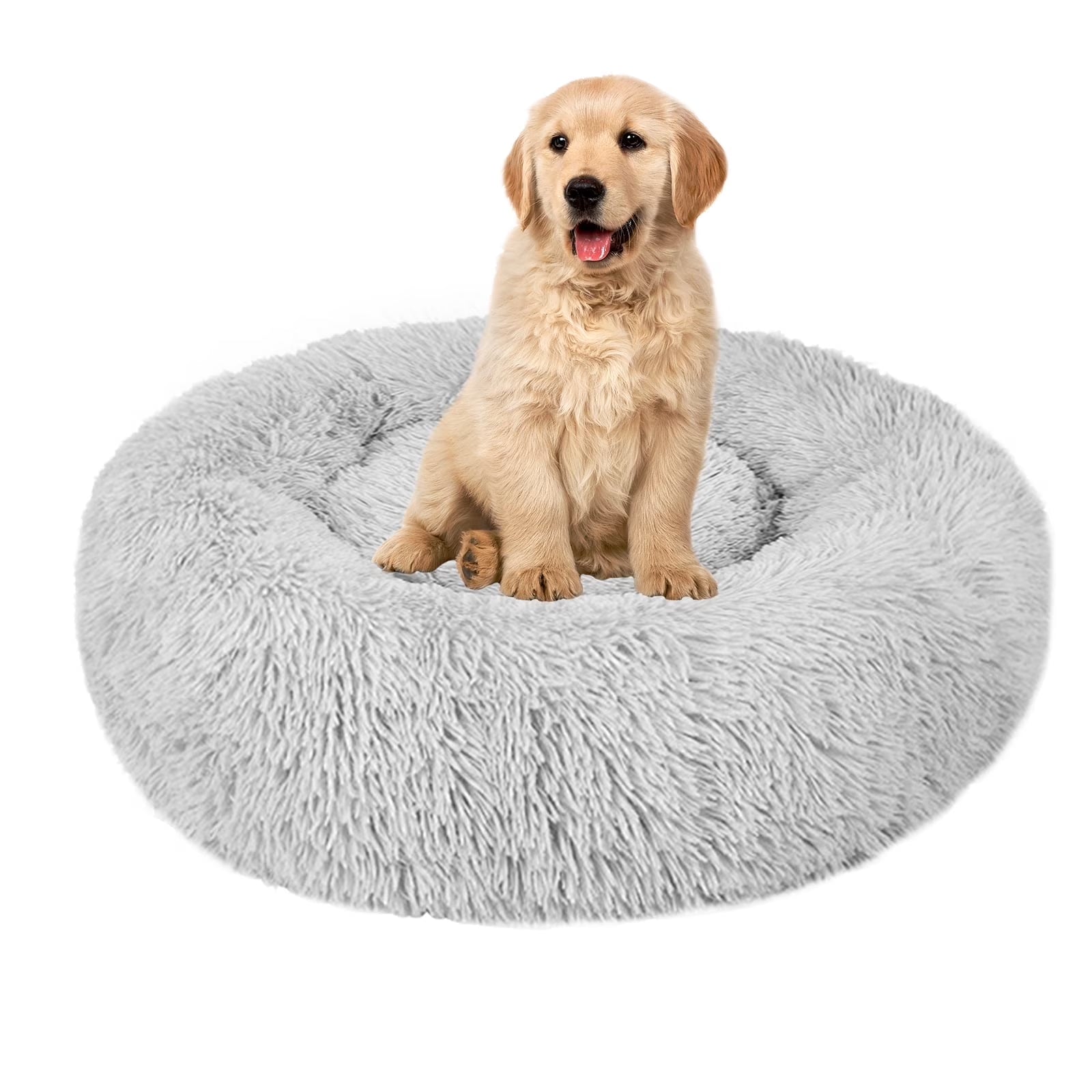 Dog Bed & Cat Bed, Anti-Anxiety Puppy Bed Warming Cozy round Soft Pet Bed, Machine Washable Calming Donut Bed