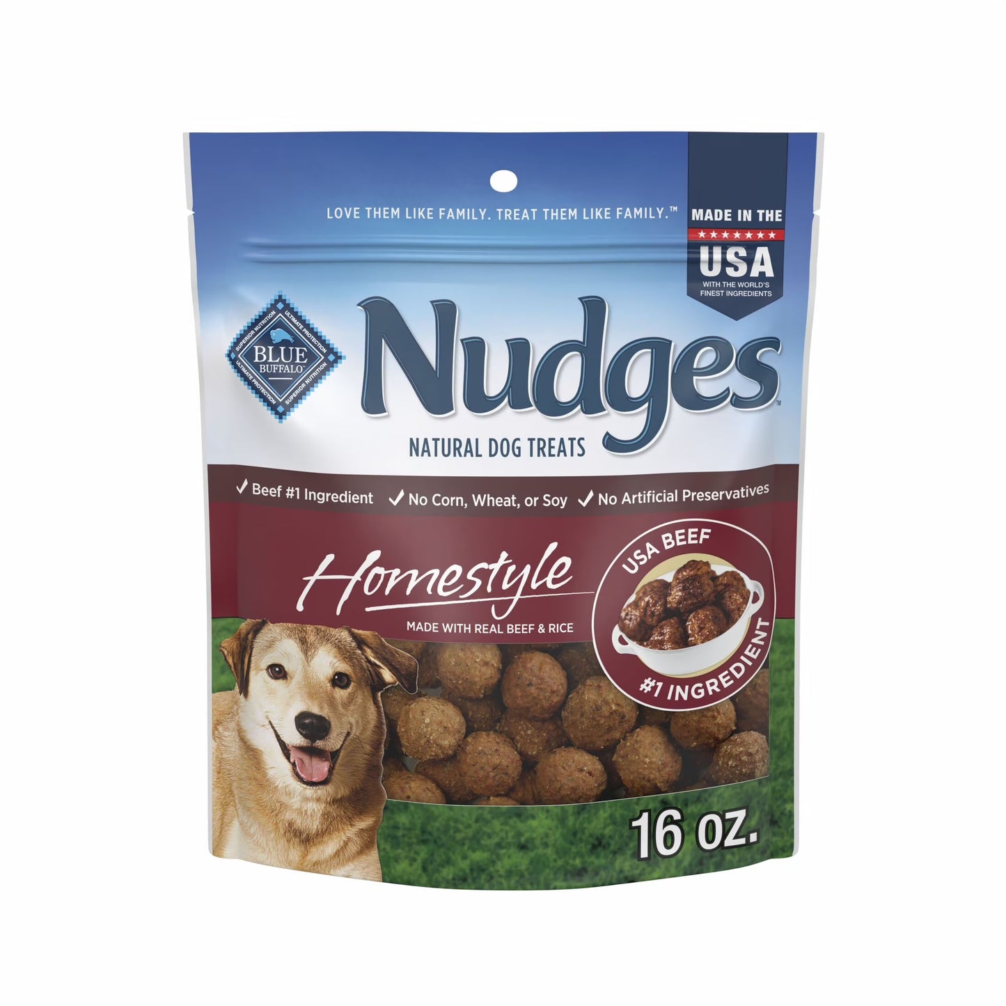Nudges Homestyle Natural Dog Treats Made with Real Chicken, 16-Oz. Bag