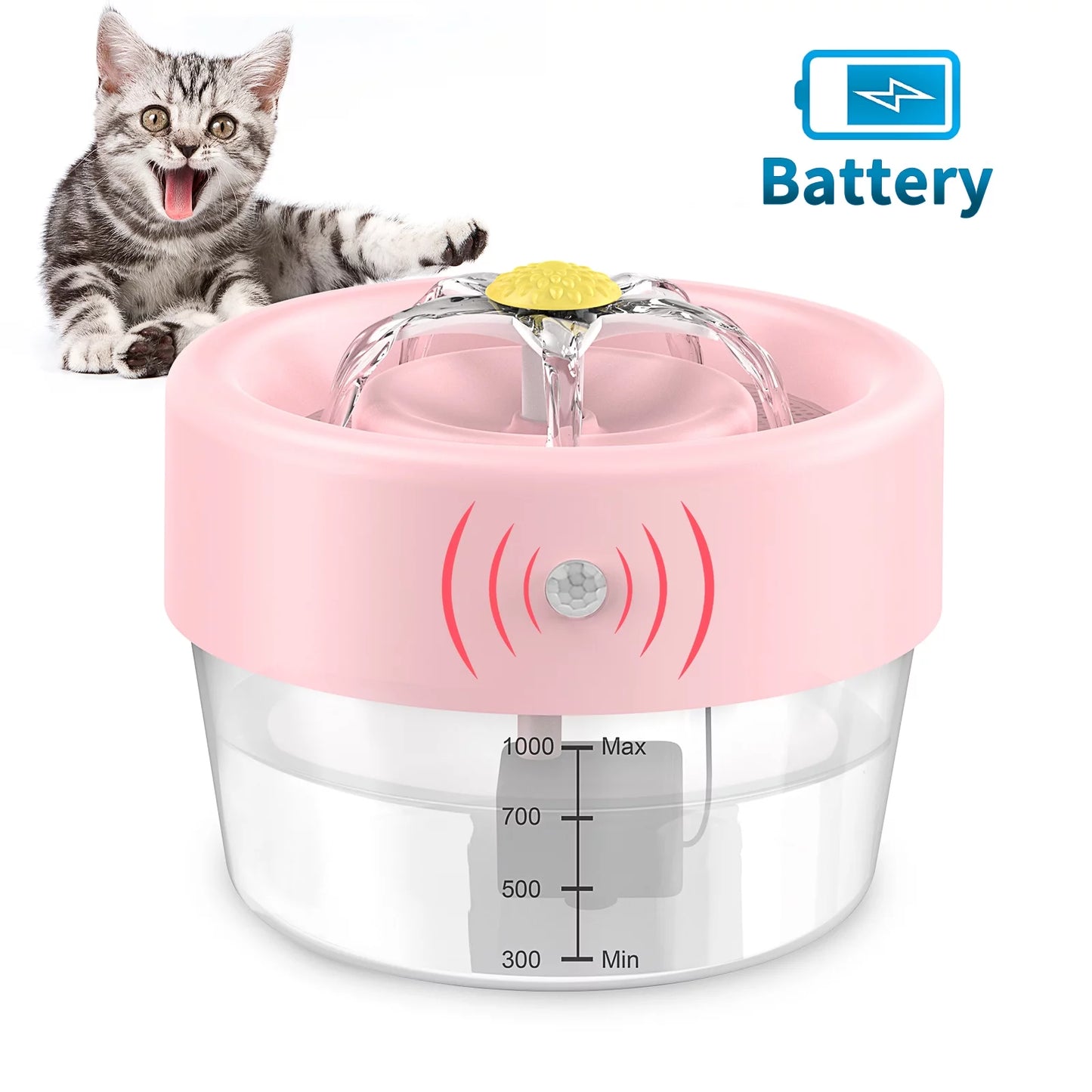 Cat Water Fountain, 1000Mah Battery Pet Water Fountain. Automatic Pet Drinking Fountain, Cat Fountain Blue 35 Oz