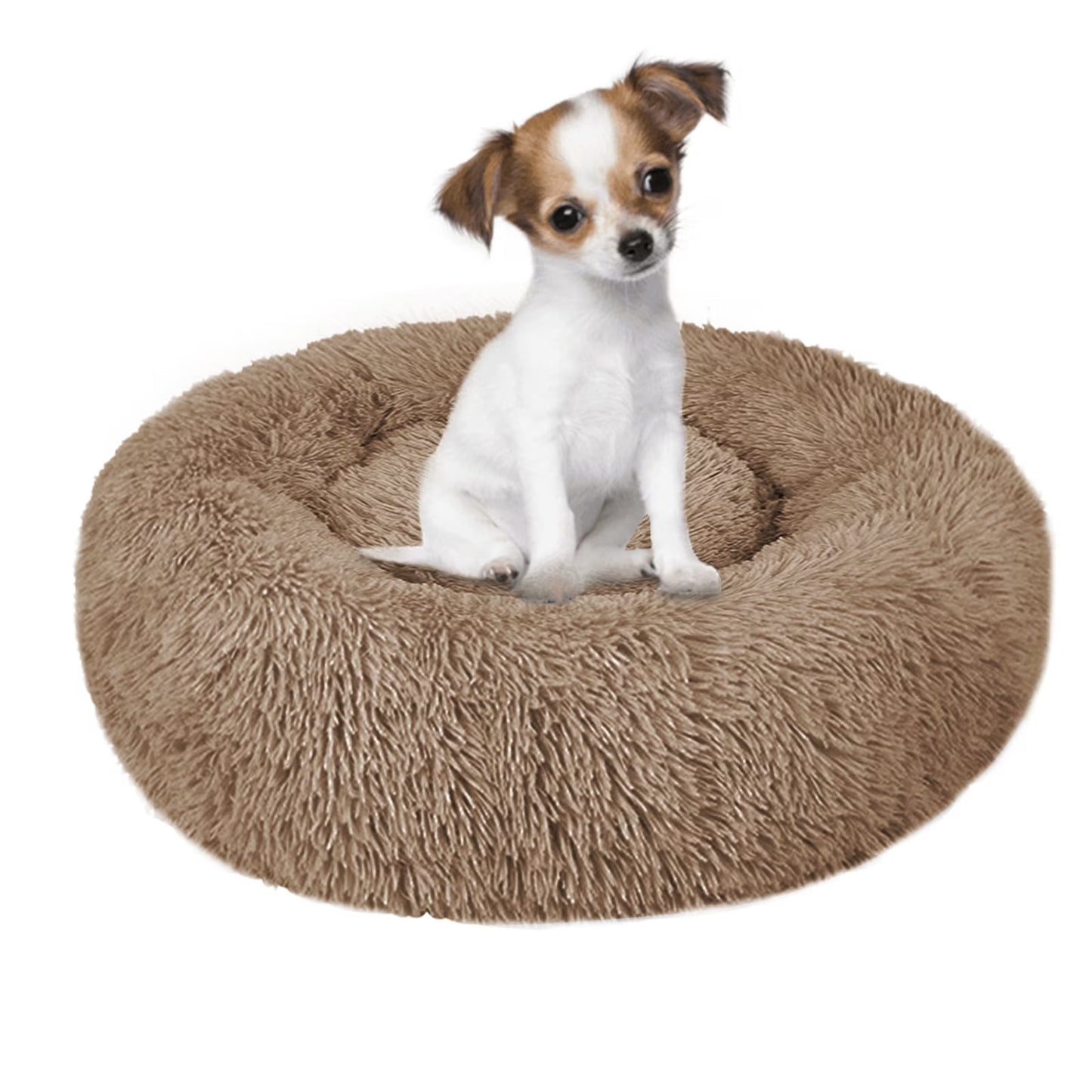 Dog Bed & Cat Bed, Anti-Anxiety Puppy Bed Warming Cozy round Soft Pet Bed, Machine Washable Calming Donut Bed