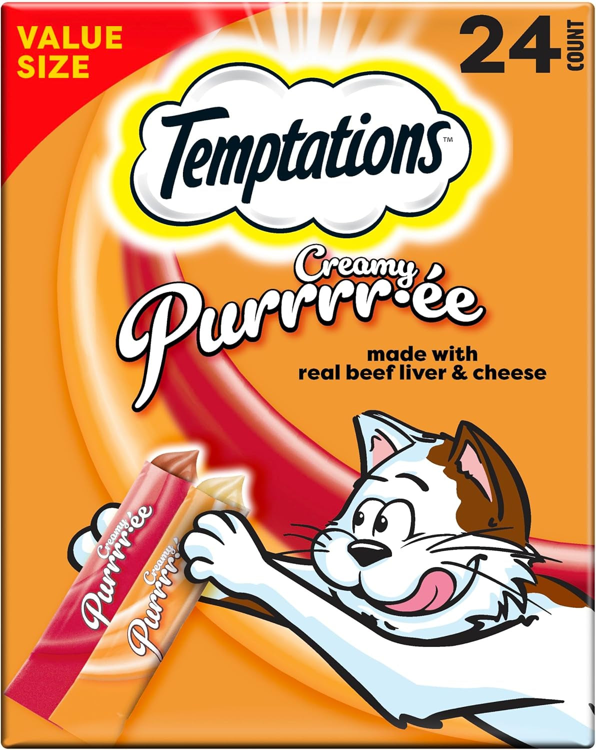 Creamy Puree Squeezable Lickable Wet Cat Treats with Salmon, 0.42 Oz. Tubes, 24 Count