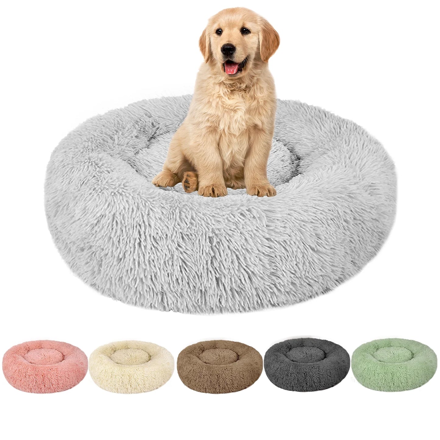 Dog Bed & Cat Bed, Anti-Anxiety Puppy Bed Warming Cozy round Soft Pet Bed, Machine Washable Calming Donut Bed