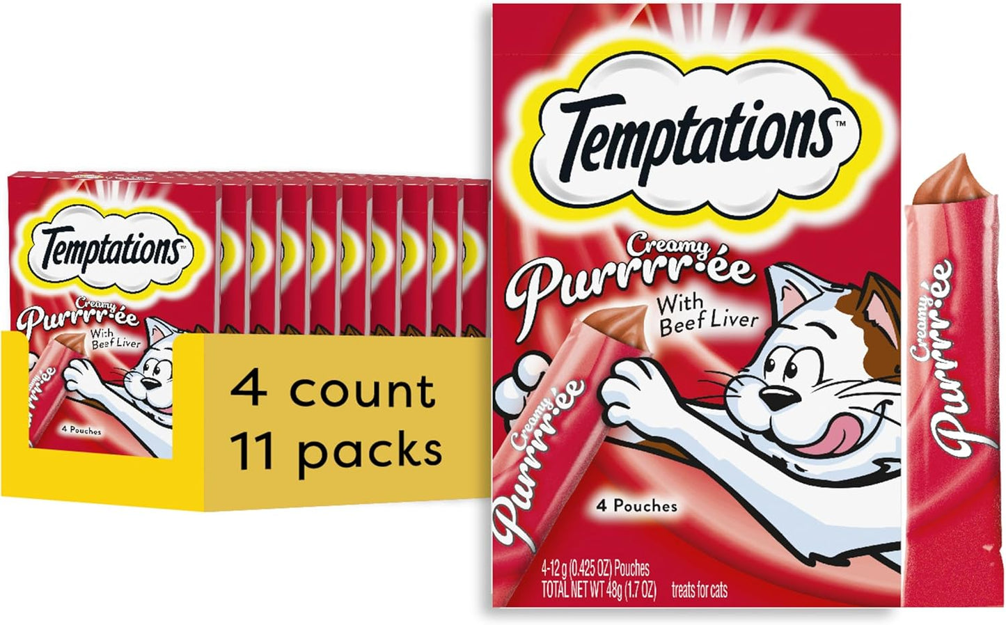 Creamy Puree Squeezable Lickable Wet Cat Treats with Salmon, 0.42 Oz. Tubes, 24 Count